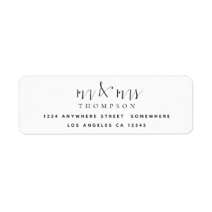 Mr Mrs Calligraphy Return Name Address Label Return Address Label