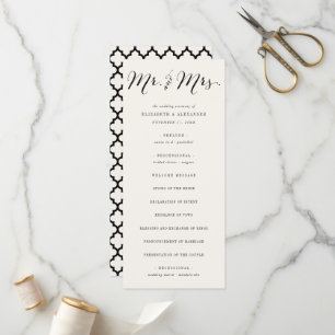 Mr & Mrs Calligraphy Script Geometric Chic Wedding Program