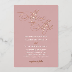 Mr & Mrs Calligraphy Wedding Rose Gold