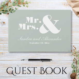 Mr Mrs Chic Eucalyptus blue green Wedding Guest Book