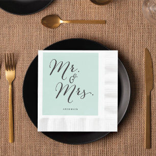 Mr & Mrs Classic Script Calligraphy Name Wedding Napkin