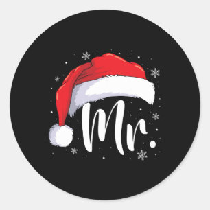 Mr Mrs Claus Christmas Couples Matching His And He Classic Round Sticker