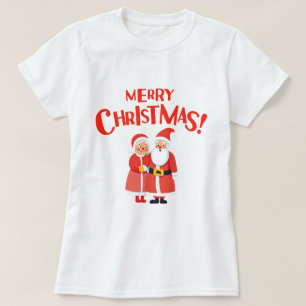 Mr & Mrs Claus Playful Merry Christmas T-Shirt