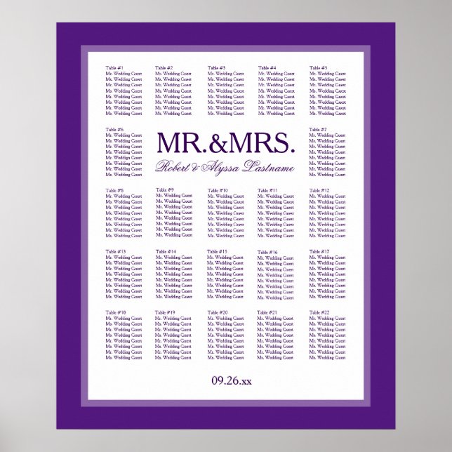 Mr. & Mrs. Colour Select Seating Chart (Front)