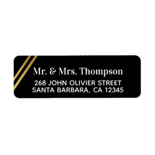 Mr Mrs couple address wedding black label Return Address Label