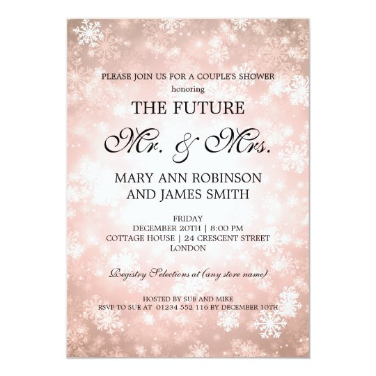Mr Mrs Couples Shower Copper Winter Wonderland Card