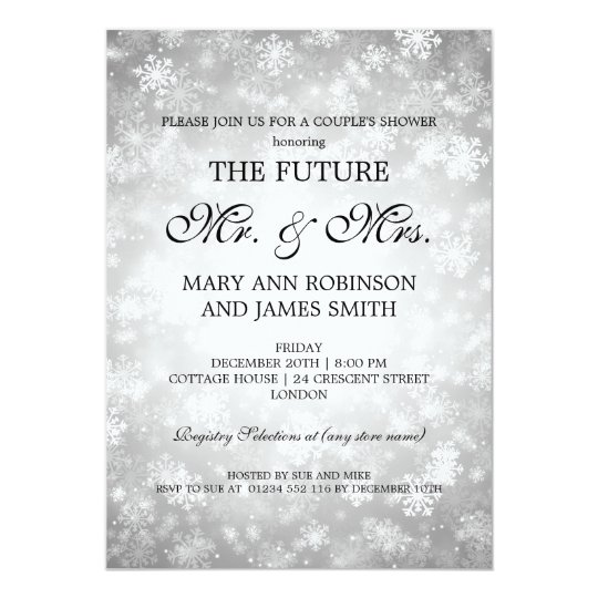 Mr Mrs Couples Shower Silver Winter Wonderland Card