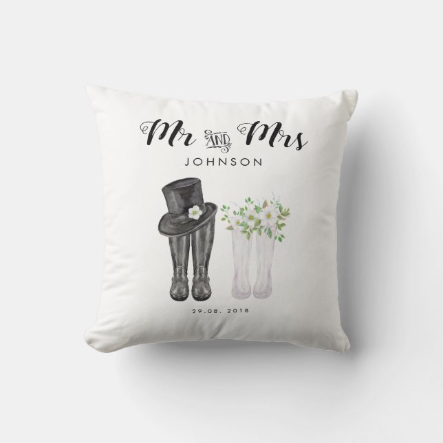 Mr & Mrs Cushion Wedding Anniversary Xmas Gift (Front)