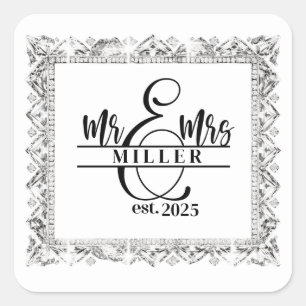 Mr. & Mrs. Custom Name Sticker