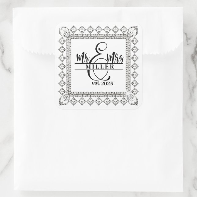 Mr. & Mrs. Custom Name Sticker (Bag)