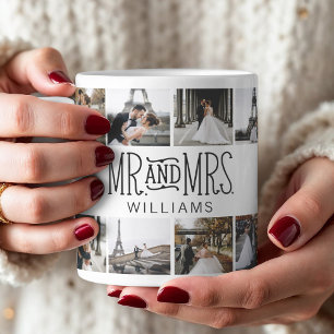 Mr. & Mrs. Custom Photo Hand Lettered Coffee Mug