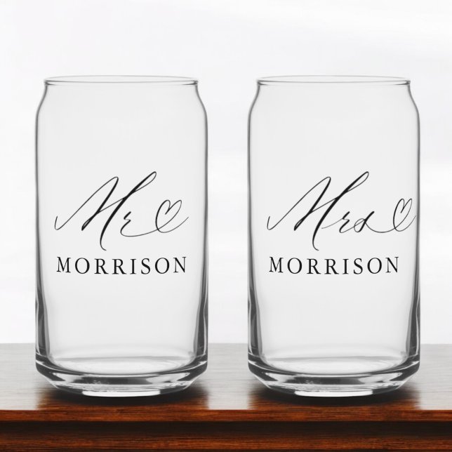 Mr & Mrs Custom Photo Modern Can Glass (Creator Uploaded)