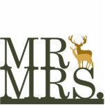 Mr & Mrs Deer Cake Topper Standing Photo Sculpture<br><div class="desc">Celebrate your southern or redneck wedding with this simple hunter's cake topper. It says "Mr Mrs" with a buck and deer between them.</div>