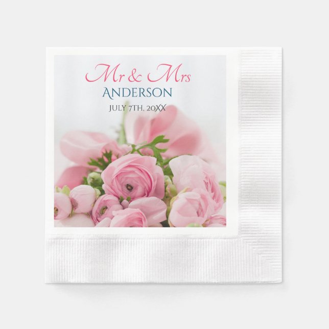 Mr & Mrs, DIY Last Name, Date & Photo Napkin (Front)