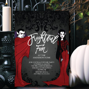 Mr & Mrs Dracula Costume Halloween Party Invitation