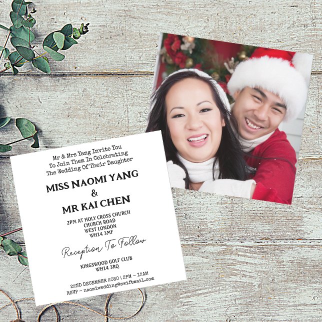 Mr & Mrs Elegant Black And White Square Wedding Invitation (Front And Back)