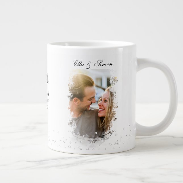 Mr & Mrs Elegant Engagement Large Coffee Mug (Right)
