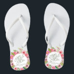 Mr. & Mrs. Elegant Floral Wedding Flip Flops<br><div class="desc">For further customisation,  please click the "Customise" button and use our design tool to modify this template. If the options are available,  you may change text and image by simply clicking on "Edit/Remove Text or Image Here" and add your own. Designed by Freepik.</div>