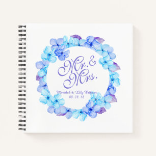 Mr. & Mrs. Elegant Floral Wedding Guestbook Notebook