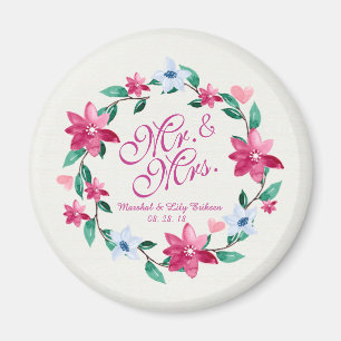 Mr. & Mrs. Elegant Floral Wedding   Magnet