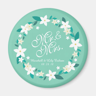 Mr. & Mrs. Elegant Floral Wedding   Magnet