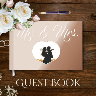 Mr. & Mrs. Elegant Rose Gold Photo Heart Wedding  Guest Book