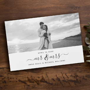 Mr & Mrs Elegant Script Modern Photo Wedding Guest Book