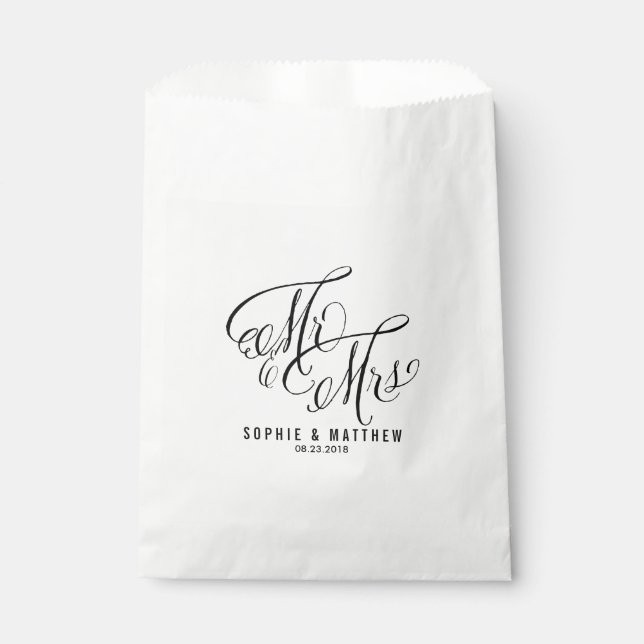 Mr. & Mrs. Elegant Script | Wedding Favour Bags (Front)