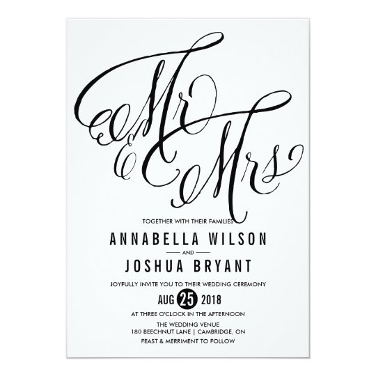 Mr And Mrs Elegant Script Wedding Invitation Au