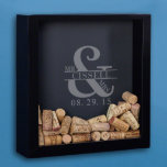 Mr. & Mrs. Engraved Wine Cork Shadow Box<br><div class="desc">Perfect anniversary or wedding gifts, these unique wine cork shadow boxes are an excellent way to add a custom touch to your home bar or loving kitchen. Crafted from black stained wood, and durable glass, a round, 2 opening on the top of the shadow box makes adding your wine corks...</div>