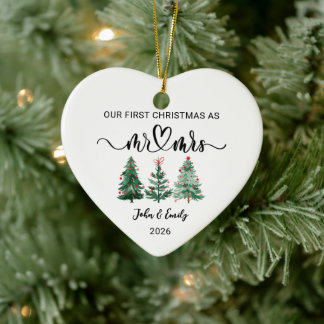 Mr & Mrs First Christmas Ceramic Ornament