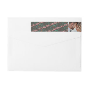 Mr & Mrs First Christmas Mistletoes Photo Wedding Wrap Around Label