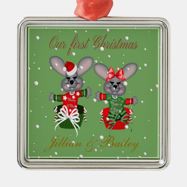 Mr. & Mrs. First Christmas Mouse Ornaments (Front)