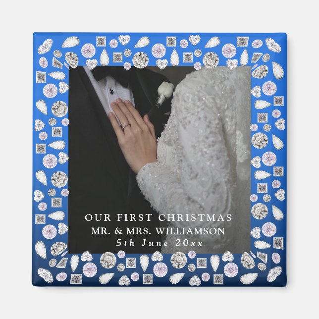 Mr & Mrs First Christmas Photo Wedding  Magnet (Front)