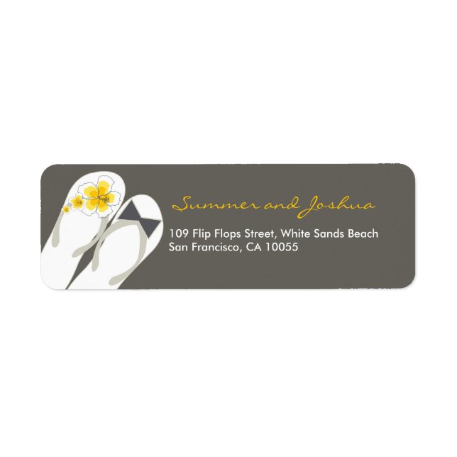 Mr & Mrs Flip Flops Beach Wedding Address Labels (Front)