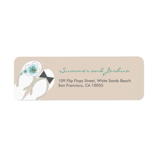 Mr & Mrs Flip Flops Beach Wedding Address Labels (Front)