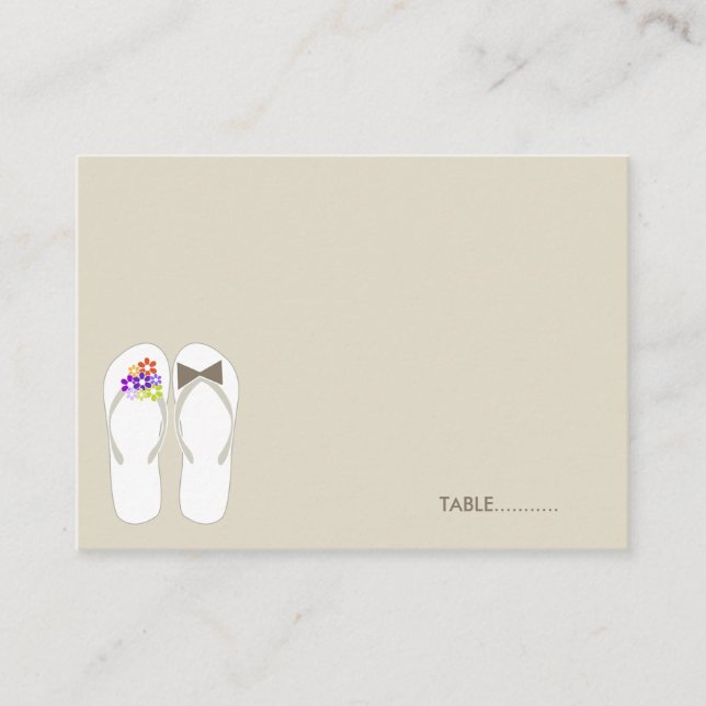 Mr & Mrs Flip Flops Beach Wedding Place Card (Front)