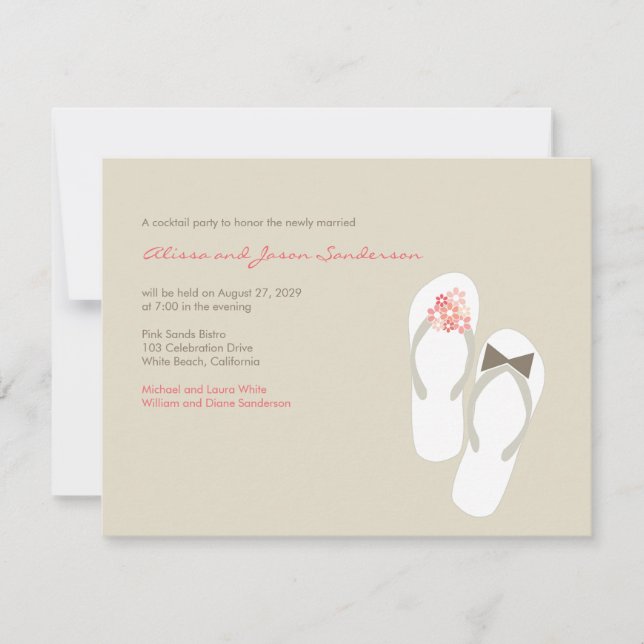 Mr & Mrs Flip Flops Beach Wedding Reception Card (Front)