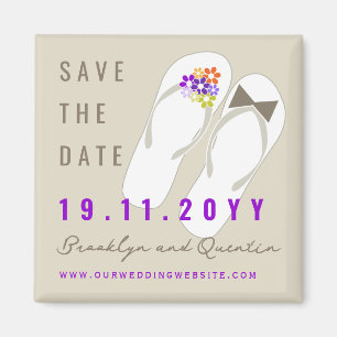 Mr & Mrs Flip Flops Beach Wedding Save The Date Magnet