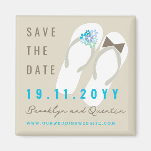 Mr & Mrs Flip Flops Beach Wedding Save The Date Magnet