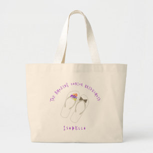 Mr & Mrs Flip Flops Flowers Beach Wedding Tote Bag