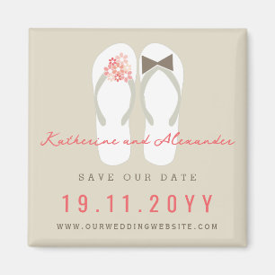 Mr & Mrs Flip Flops Summer Wedding Save The Date Magnet