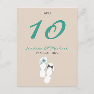 Mr & Mrs Flip Flops Wedding Table Number Card