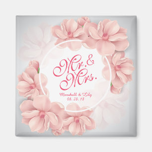 Mr. & Mrs. Floral Watercolor Wedding   Magnet