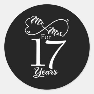 Mr Mrs For 17 Years 17Th Wedding Anniversary Classic Round Sticker