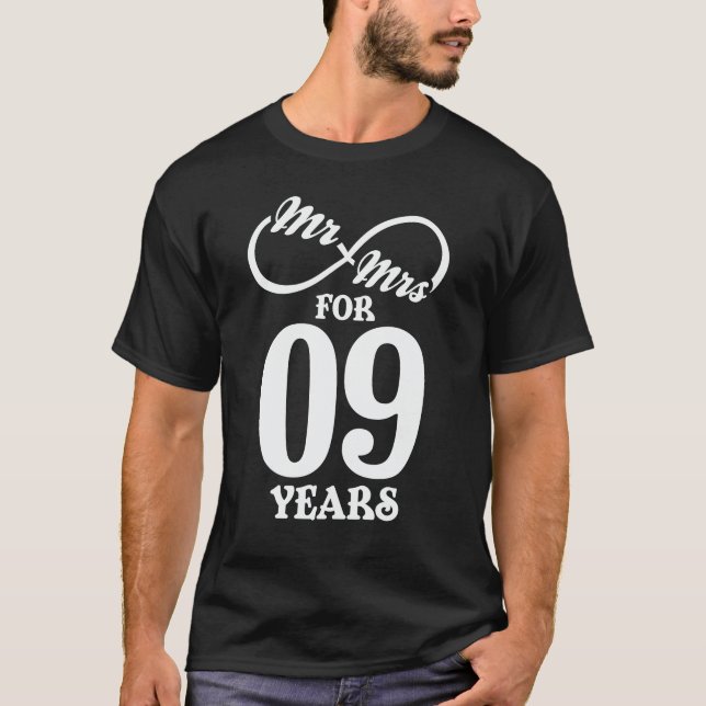 Mr. & Mrs. For 9 Years 9th Wedding Anniversary T-Shirt (Front)