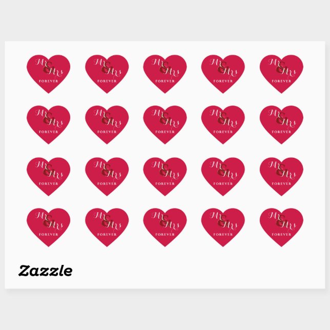 Mr & Mrs Forever Romantic Heart Sticker (Sheet)