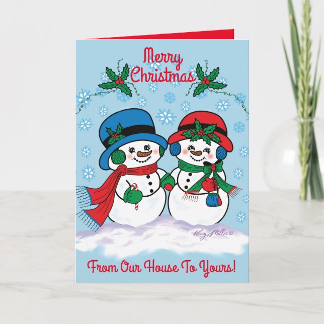 Mr. & Mrs. Frosty The Snowman Holiday Card (Front)