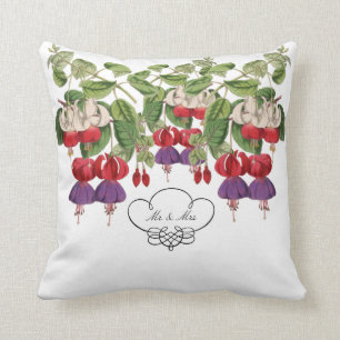 Mr & Mrs Fuschia Flower Throw Pillow