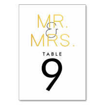 Mr. & Mrs. Gold Elegant Typography Wedding Table